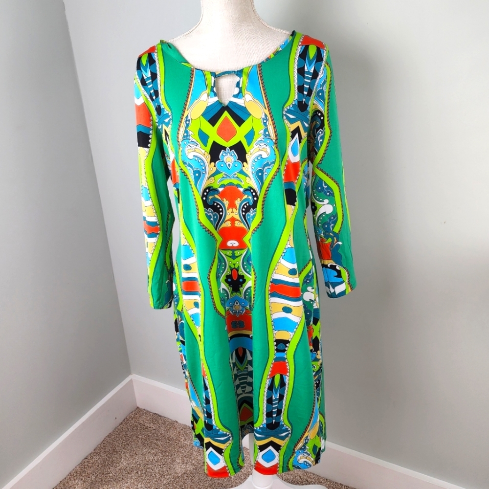 MSK WOMEN'S DRESS. PLUS SIZE 14 PULL OVER WITH STRETCH KEYHOLE NECK